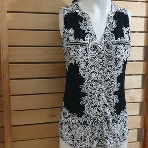 INC Women's Blouse Black/White Size S New